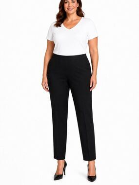 Talbots Black Wool Trouser Pants Size 12P 90s Stretch Side Waist Bands